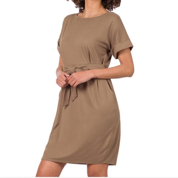 Zenana Outfitters Dresses & Skirts - Zenana Outfitters Tan Mini Dress